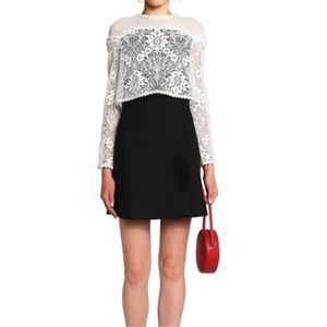 𝅺Maje crepe and lace layered long sleeve dress